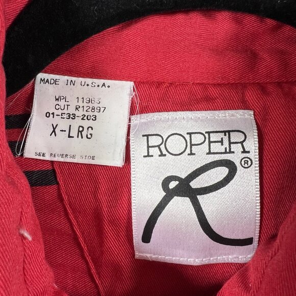 Roper Border Western VTG 90s Shirt Red & Black Aztec Striped Mens XL USA - Picture 6 of 16